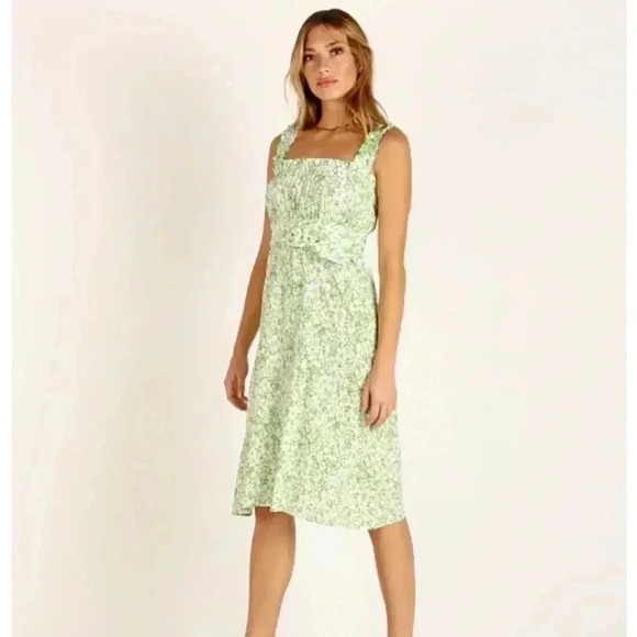 NWT Faithfull the Brand Mae Midi Dress Freja Floral Green 8 - Picture 2 of 7